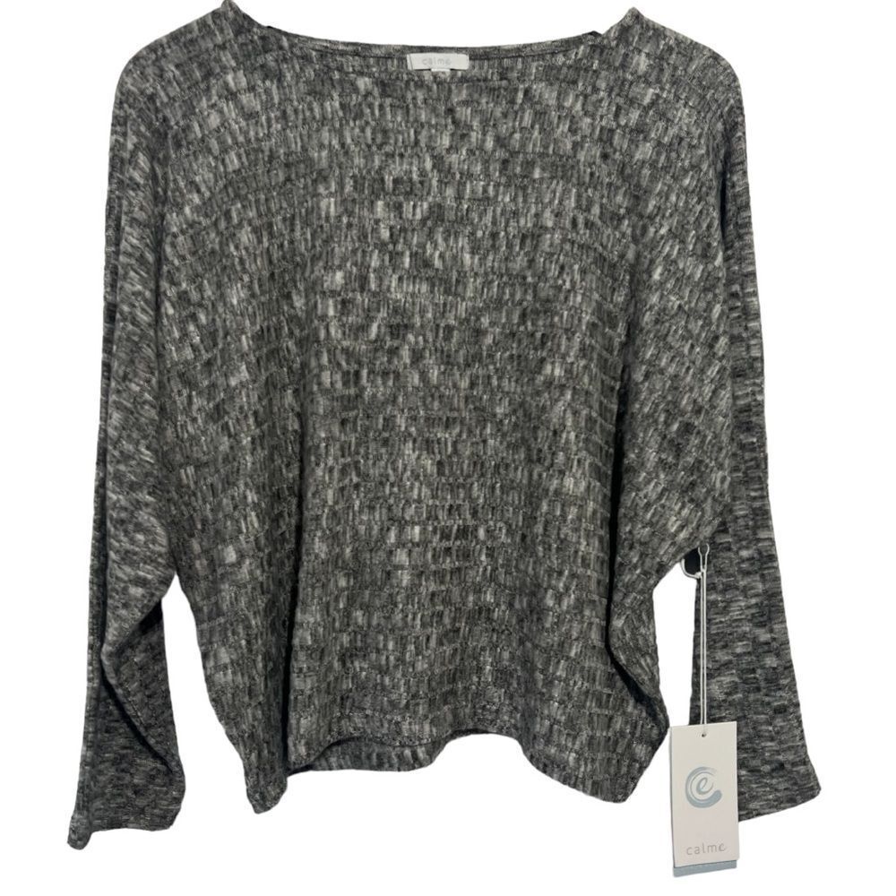 Nwt Calme Johnny Was Dolman Sleeve Cozy Top Size Small Black Ribbed Athleisure